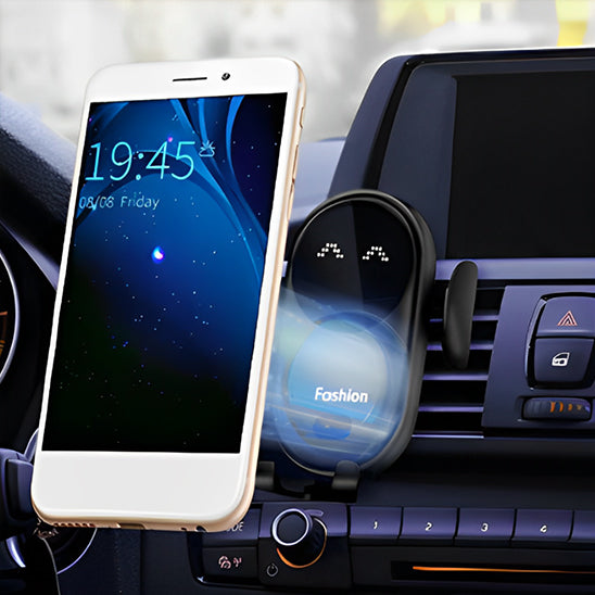 Support telephone voiture smiley fix noir ouverture automatique